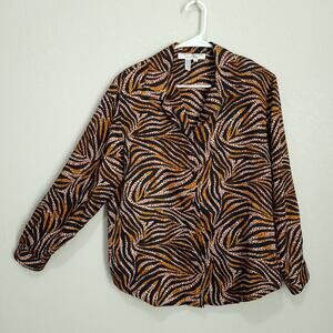 Laura and Jayne Vintage Blouse Womens Petite 12 Animal Print Eclectic Casual